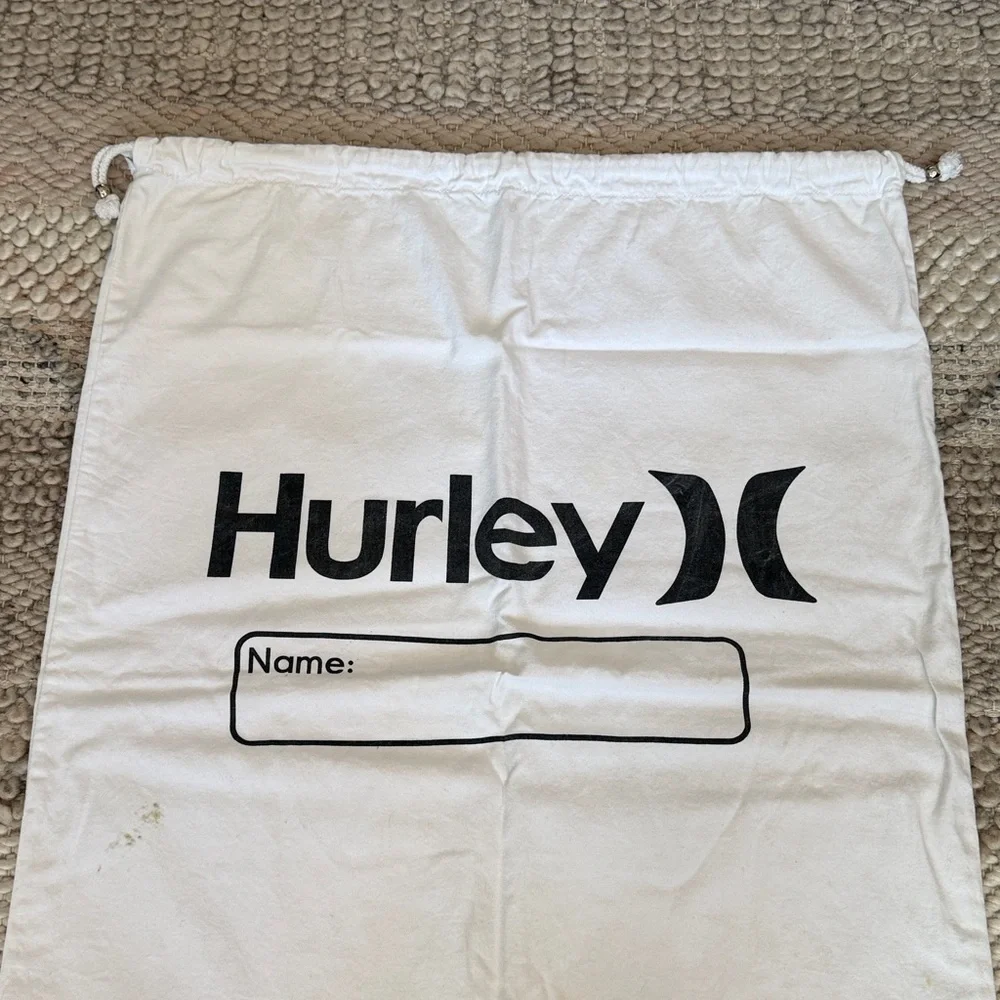 Hurley White Drawstring Travel Laundry Bag with Logo